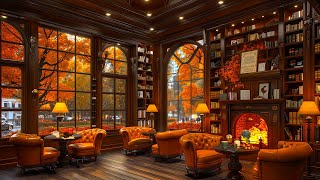 Crackling Fireplace with Jazz Relaxing Music at Cozy Coffee Shop Ambience  Smooth Jazz Instrumental [upl. by Sapphera]