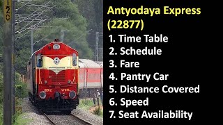 Antyodaya Express 22877  Time Table ScheduleFare Pantry Car Distance CoveredSpeed Seats [upl. by Crosley877]