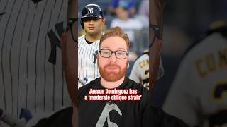 Jasson Dominguez no timetable to return with oblique injury shorts yankees mlb newyorkyankees [upl. by Gnirol]