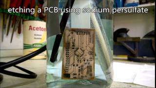 Etching a PCB using sodium persulfate [upl. by Bolme]