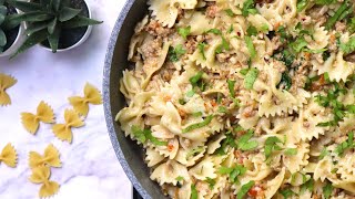 Ground Beef BowTie Pasta Recipe  Easy Farfalle Pasta  Sooper Food [upl. by Kcirttap]