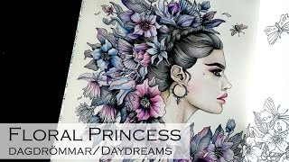 Floral Princess  Adult Coloring Book DagdrömmarDaydreams by Hanna Karlzon [upl. by Sokram]