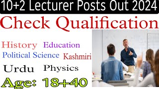 102 Lecturer Post Out500Age 1840Qualificationjkpscjobs [upl. by Olivier]