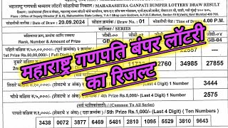 Maharashtra Ganpati Bumper Lottery Draw Result 20092024 Today  maharashtra bumper lottery result [upl. by Nomelc]