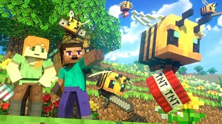 BEES FIGHT  Alex and Steve Life Minecraft Animation [upl. by Janna]