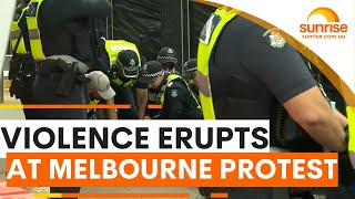 Violence erupts at Melbourne protest  Sunrise [upl. by Cibis]