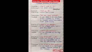 Interview Questions and answers l interview l common interview Questions and answer [upl. by Nodnas]