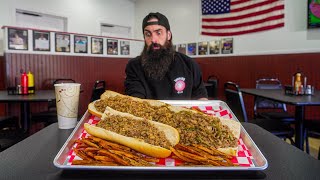 YOU HAVE TO EAT MORE THAN THE CURRENT CHAMP TO BEAT THIS CHEESESTEAK CHALLENGE  BeardMeatsFood [upl. by Gianina]