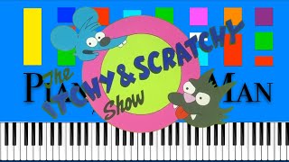 The Itchy and Scratchy Theme Song Slow EASY Medium 4K Piano Tutorial [upl. by Kiley]