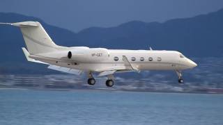 Gulfstream G450 VPCET Crosswind Landing at Kansai [upl. by Ativla]