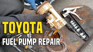 How to Replace Fuel pump amp fuel rusty tanks 2003 2008 Toyota Corolla [upl. by Lenoj]