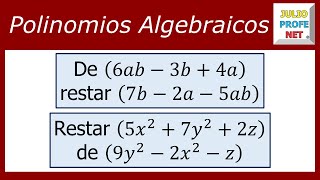 RESTA DE POLINOMIOS  Ejercicios 1 y 2 [upl. by Cohleen334]