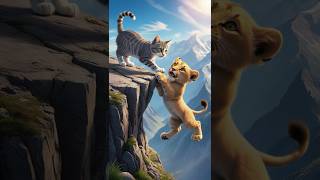 Heartwarming Tale Kitten Saves Lion Cub and Becomes Family ai aigenerated heartbreaking [upl. by Harelda351]