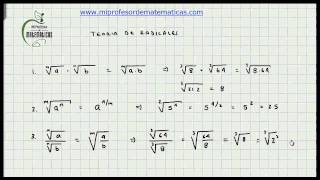 Teoria de Radicales  Propiedades  Álgebra  Mi Profesor de Matemáticas  Video 072 [upl. by Dumond605]