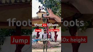 150x Height 😱1foot vs 15foots😲  jump  flip  jump flip foot height [upl. by Nosnibor]