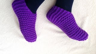 Tutorial on How to Loom Knit ToeUp Slippers [upl. by Orpah]