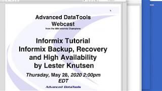 Informix Tutorial  Informix Backup Recovery and High Availability by Lester Knutsen [upl. by Felicle]