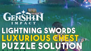 Genshin Impact Lightning Swords Luxurious Chest Puzzle Solution Inazuma Luxurious Chest Location [upl. by Judon]