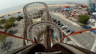 Coney Island Cyclone Roller Coaster POV Front Seat New York City [upl. by Bury]