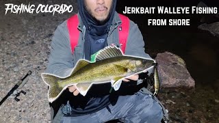 Jerkbait Walleye Fishing From Shore [upl. by Alyakem]