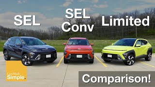 2024 Hyundai Kona SEL vs SEL Convenience vs Limited  Side by Side Trim Comparison [upl. by Otho]