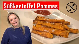 Süßkartoffel Pommes aus dem Backofen extra knusprig [upl. by Nahgen]