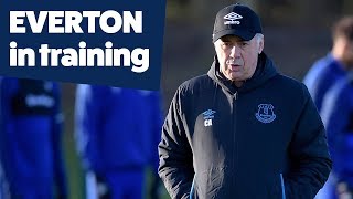 CARLO ANCELOTTIS FIRST TRAINING SESSION AS EVERTON MANAGER [upl. by Zavala]