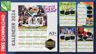 FREE DOWNLOAD 5 TEMPLATE KALENDER KARAKTER 2024  FILE CDR X7 [upl. by Isola]