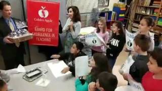 Christina Daskalopoulos surprised with Golden Apple Award at Nelson Elementary [upl. by Ennad]