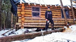 Felling Hazard Tree Leaning over Cabin  Ep61  Outsider Log Cabin [upl. by Sou]