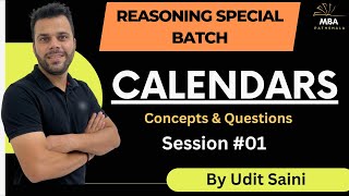 Calendars  SessionI  Reasoning  Udit Saini  SNAP NMAT TISS CMAT MAHCET amp MAT [upl. by Dusza]