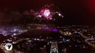 Edinburghs New Year Hogmanay Fireworks 2015  Amazing Aerial View [upl. by Kendricks700]