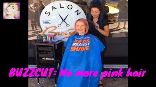 BUZZCUT Gorgeous girl with pink hair got short buzzcut for charity [upl. by Zimmerman]