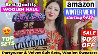 Amazon🥰 Winter Wear Haul🥰 Velvet Kurta Dupatta Sets Partywear Woolen Suits Sweatshirts start ₹439🥰 [upl. by Beaudoin]