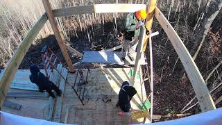 Building a second story deck on a cabin [upl. by Ayokal]