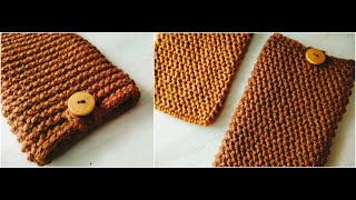 Easy crochet mobile phone case  beginner friendly tutorial using herringbone hdc stitch [upl. by Alemahs]