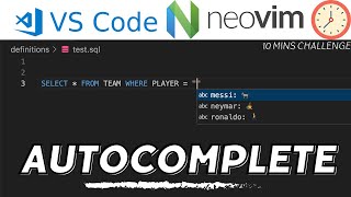 10 MINUTE CHALLENGE BUILD VSCODE EXTENSION  AUTOCOMPLETE WT NEOVIM [upl. by Akirdnas]