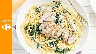 Linguine aux épinards crémeux et poulet [upl. by Eerehc327]