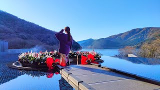 Japans Famous Hot SpringHakone👘Onsen Ryokan with Panoramic View of Lake Ashi Ashinoko Hanaori [upl. by Nairdad]