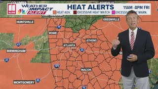 Forecast  11Alive Weather Impact Alert Friday for high heat and humidity [upl. by Oralle]