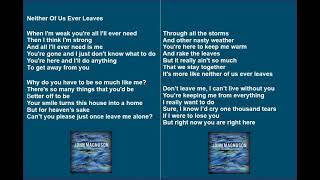 Neither Of Us Ever Leaves  lyrics [upl. by Aveline430]