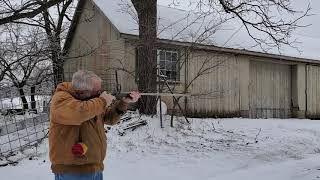 Friend firing an antique Girandoni type airgun [upl. by Rodgers]