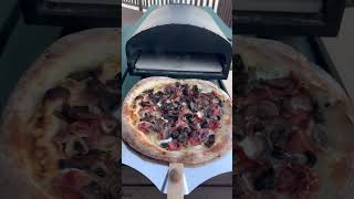 Cooking in Canada with the Bertello Pizza Oven Wood  Gas  Efficiency Prosciutto and portobello [upl. by Antonio]