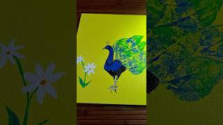 Canva Painting Peacock  Flowers  canvas peacock flowers art canvaart acrylic painting [upl. by Ibib]