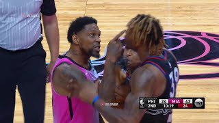 Udonis Haslem got tossed for trying to fight Dwight Howard 💀 76ers vs Heat [upl. by Ahsekad170]