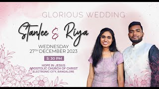 🔴LIVE Glorious Wedding of Stanlee amp Riya [upl. by Chappell820]