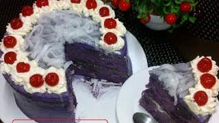 Ube Macapuno Cake  Homemade [upl. by Brinkema143]