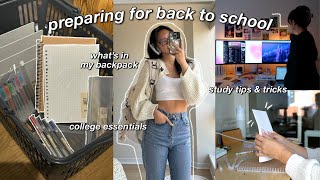 PREPARING FOR BACK TO SCHOOL 🖇 shopping for ESSENTIALS whats in my college backpack amp study tips [upl. by Hilliary]