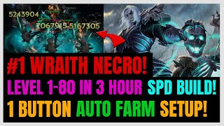 FASTEST 180 Necromancer Leveling Build For Wraith Lord 1 Button Auto Minions amp Super Easy [upl. by Ekrub]