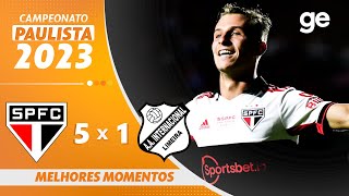 SÃO PAULO 5 X 1 INTER DE LIMEIRA  MELHORES MOMENTOS  9ª RODADA DO PAULISTA 2023  geglobo [upl. by Samson]